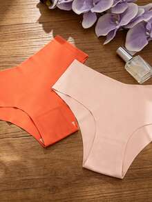 SHEIN 女款素色彈性腰舒適內褲 - 彩色 - 查看 4
