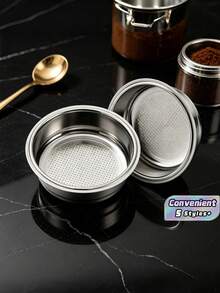 Saringan Kopi Stainless Steel 51mm, Saringan Berpori Bertekanan untuk Dua Cangkir Kopi, Keranjang Portafilter Dua Lapis, Aksesoris Pengganti Mesin Kopi - Perak - View 1