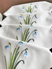 Cirelle 1/2/4入 雪滴花刺繡布餐巾，米色棉麻可重複使用布餐巾，可用作晚餐餐巾/餐墊，適用於廚房餐桌、節日、派對、婚禮、農舍風格用餐與居家裝飾 - 彩色 - 查看 12