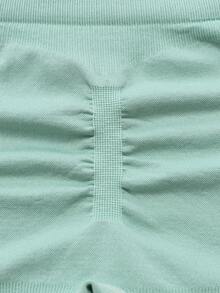 SHEIN Sports Women's Solid Color Casual Fitness Shorts - Mint Green - View 5