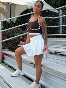 SAYEHFBABY Casual Sporty Tank Top, Simple & Fashionable, Everyday Workout Top Brown Gym Top Sports - Brown - View 3