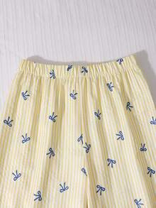 Tween Girls Back To School Sleeveless Bow Shirt /Set - Yellow - View 6