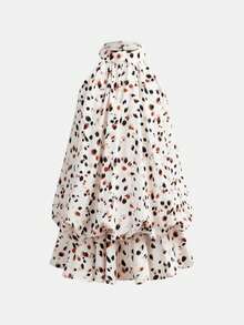 Firerie Kids Firerie Kids Vestido Halter de Bolinhas para Meninas Pré-Adolescentes, Vestido de Princesa Adequado para Ocasiões Formais, Passeios, Férias, Versátil, Combinando com Roupas de Irmã/Família, Roupa Fofa para Meninas - Café - Visão 3