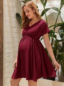 SHEIN Maternity Dresses Plain Casual - Purple - View 3