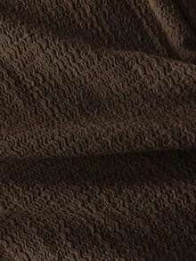 SHEIN Tall Quần dài nữ phong cách vintage, chất liệu vân nổi, dáng suông thoải mái, cạp thấp, màu trơn, ống đứng, tôn dáng, mặc thường ngày cho mùa hè - màu nâu - Xem 5