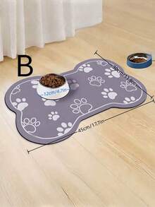1PC Multi Size Multi Style Cartoon Pet Feeding Mat Super Absorbent Quick Drying Bottom Non Slip Pattern Design Cute Bone Shape Dog Paw Print Mat Neat Edge Skin Friendly Material For Cat Dog Bowl Water Spill Catcher Daily Use Must Have - Multicolor - View 9