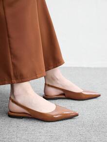 CUCCOO BIZCHIC 女鞋 春夏秋尖頭低楦平底黃棕色油皮辦公通勤女鞋 - 黃棕色 - 查看 7
