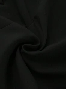 SHEIN Franclia 優雅百褶金屬裝飾短袖西裝外套，女款百搭通勤穿搭，春夏季 - 黑色 - 查看 7