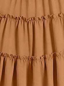 SHEIN Girls' Casual Black Chiffon Ruffle Hem Skirt, Suitable For Spring, Summer, Autumn, Versatile For Outings And Various Occasions, Classic & Matching - Brown - View 6