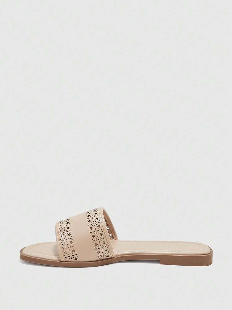 CUCCOO BIZCHIC New Apricot Laser Hollow One-Piece Slippers Comfortable And Versatile Fashionable Women's Flat Sandals