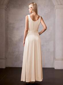 MOTF Soiréza ELEGANT RHINESTONE EMBELLISHED ROMANTIC PARTY DRESS, SPRING/SUMMER - Apricot - View 3