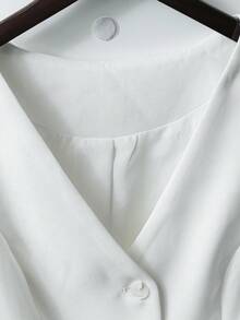 GlowEve 女士V领短款上衣，复古时尚修身腰身，高端优雅风格，夏季 - 白色 - 查看 6