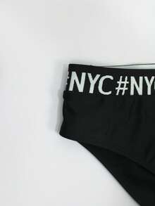 Naviga Onda Men's Letter Print Swim Briefs, Suitable For Beach, Travel, Swimming Pool, Holiday - Black - View 5