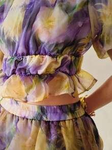 BELROSIE Áo kiểu nữ phong cách Âu Mỹ xuân/hè mới thời trang đa năng vải organza in hoa thiết kế thanh lịch - Nhiều màu - Xem 5