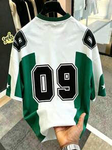 Manfinity Hypemode Men's Casual Sports Colorblock 09 Number T-Shirt, Holiday - Multicolor - View 2