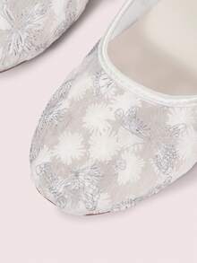 CUCCOO DOLLMOD Women's Shoes, Beige, Round Toe Dew Heel Closed Toe Sandals, Flower Butterfly Embroidered Mesh Yarn, Sweet And Cute, Comfortable, Soft And Breathable - Butterfly - Blue - View 5
