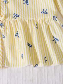 Tween Girls Back To School Sleeveless Bow Shirt /Set - Yellow - View 4