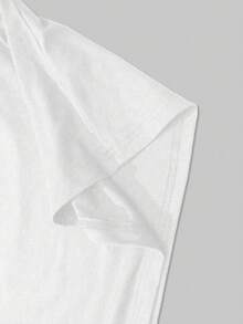 ROMWE MEN Street Life Men's Letter Print Contrast Color Crew Neck Long Sleeve T-Shirt - White - View 5