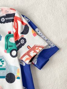 Jumpsuit Pendek Pas Badan 2 Potong Motif Kartun Singa untuk Bayi/Balita Laki-laki - MultiWarna - View 5