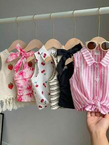 SHEIN [Random 6 Piece, Send 1 Piece]!Surprise Box !!!!30% Chance Of Getting 2 Pieces Randomly Casual Tank Top Squishy Summer Tops Shirts Summer Clothes Shorts Tank Tops Tanktop Tank Top Tube Tops Corset Lingerie Corset Vacation Cute Tops Young Girl Sleeveless Squishy Tops Ummer Tops Ummer Hirts Tank Top Tanktop - Black - View 12