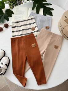 LMoss Kids Bộ 4 món đồ mặc thường ngày dệt kim trơn kẻ sọc cho bé trai - Nhiều màu - Xem 3
