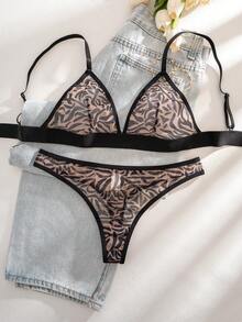 SHEIN 2件組女性性感內衣套裝 (無鋼圈胸罩、丁字褲) - 彩色 - 查看 6