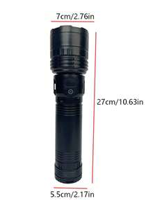 10000 Lumens Super Bright LED Flashlight, Rechargeable Type-C Interface, Outdoor Ultra Bright Long Range Tactical Flashlight, Waterproof Safety Lighting, Adjustable Zoom, Suitable For Fishing, Hunting, Hiking, Cycling, Mountaineering, Emergency Operations And More - Black - View 2