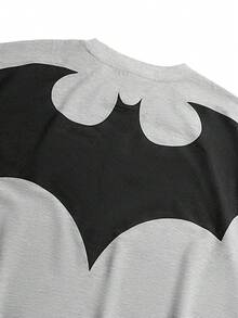 BATMAN X SHEIN STYNVO Men's Casual Contrast Color Bat Print T-Shirt, Summer - Grey - View 3