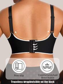 Barelissa Plus Size Women Wireless Minimalist Bra - Black - View 2