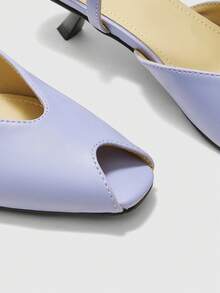 CUCCOO BIZCHIC Women's Daily Commute Peep Toe Stiletto Back Lace-Up Shoes - Violet - View 4