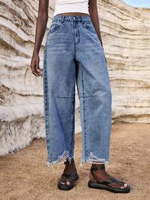 Maija Plus Size Casual Washed Bootcut Jeans - Dark Wash - View 1