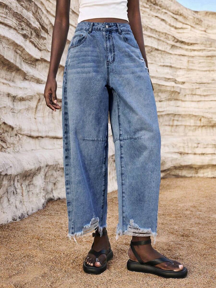 Maija Plus Size Casual Washed Bootcut Jeans - Dark Wash - View 1