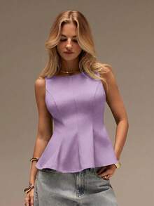 SHEIN Forever 21 春夏女款浪漫舞會早午餐正式生日 90年代商務休閒優雅西式穿搭外出時尚 Y2K 紫色上衣 - 淡紫色 - 查看 7