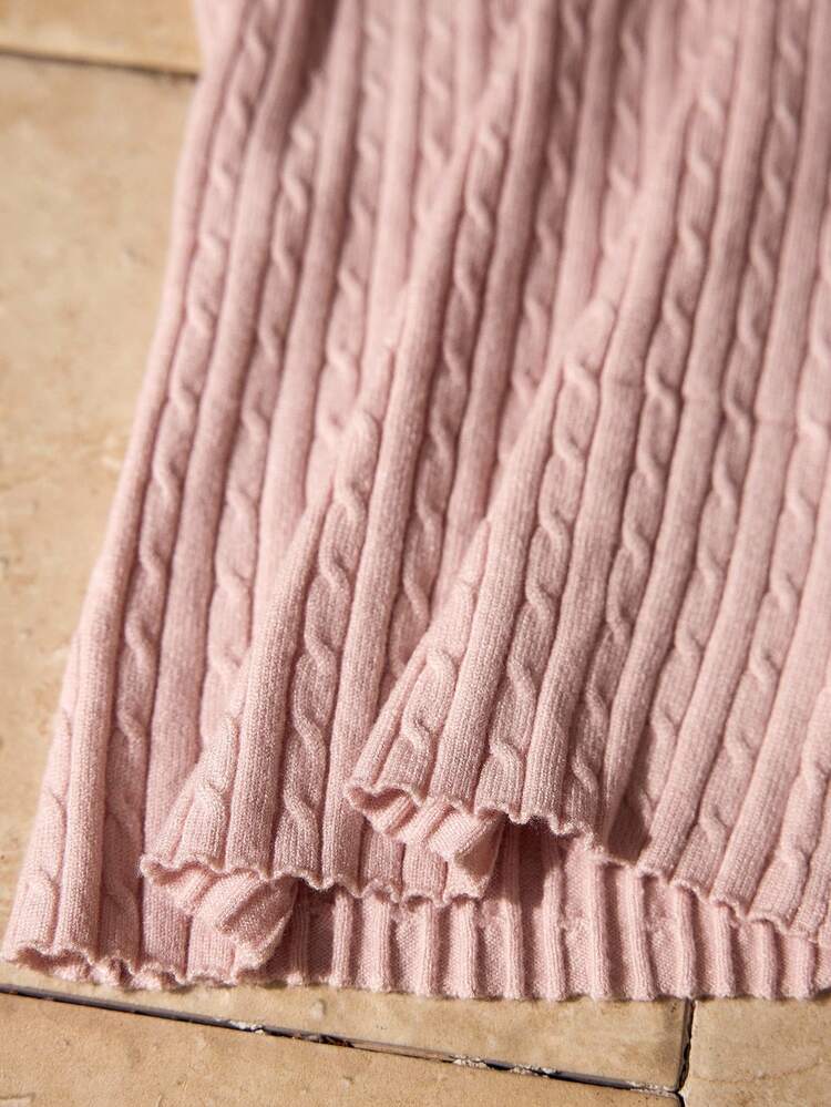 SLEEVELESS TEXTURED TURTLENECK FITTED KNIT VEST