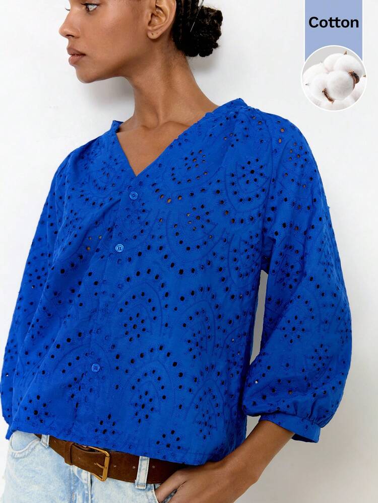 SHEIN Maija Camisa de mujer de moda versátil con abertura transparente y de un solo pecho