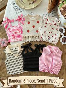 SHEIN [Random 6 Piece, Send 1 Piece]!Surprise Box !!!!30% Chance Of Getting 2 Pieces Randomly Casual Tank Top Squishy Summer Tops Shirts Summer Clothes Shorts Tank Tops Tanktop Tank Top Tube Tops Corset Lingerie Corset Vacation Cute Tops Young Girl Sleeveless Squishy Tops Ummer Tops Ummer Hirts Tank Top Tanktop - Black - View 2