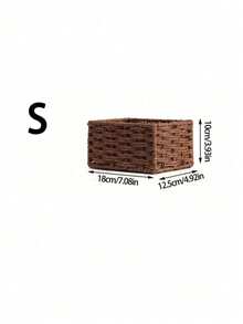 1/3PCS Retro Woven Multipurpose Storage Basket Entryway Desk Organizer Box For Snacks Cosmetics Home Use Home Decor Organization Storage Solution Gift - Coffee Brown - View 12