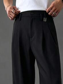 SLATEMANN Pantalones anchos de unicolor versátiles y de moda, adecuados para el transporte - Negro - Ver 4