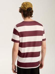 Limitiso Men's Casual Colorblock Striped Short Sleeve T-Shirt, Summer - Multicolor - View 2