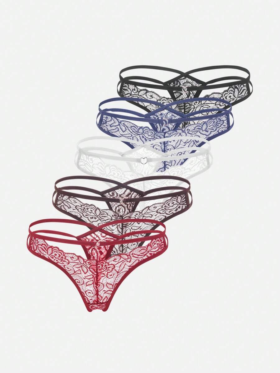 Bella Beso 5pcs/Pack Women's Sexy Lace Thong Panties - View 1