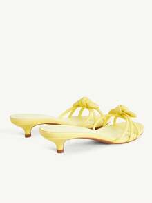 CUCCOO CHICEST Women Shoes Yellow PU Bow Thin Strips Spring And Summer Vacation Fashion Round Toe Kitten And Slippers - Yellow PU - View 4
