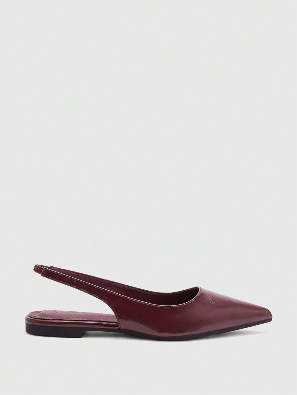 CUCCOO BIZCHIC Women Shoes Spring Summer Autumn Pointed Head Low Vamp Flat Bottom Burgundy Oilskin Office Workers Commuting Women's Shoes