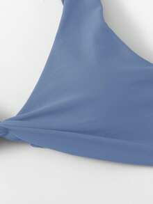 Swim Basics Women's Solid Color Twist Bikini Top, Suitable For Summer Vacation And Beach - Dusty Blue - View 4