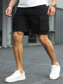 Manfinity LEGND Men's Denim Straight Leg Cargo Shorts, Holiday - Black - View 5