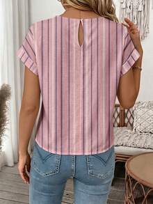 EMERY ROSE Plus Size Graphic Print Round Neck Short Sleeve Shirt - Multicolor - View 2