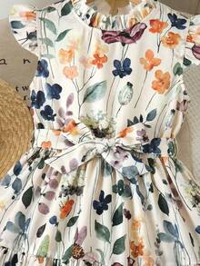 Emery Rose Kids Mädchen Chiffon Ditsy Blümchen Rüschen Saum ärmelloses Kleid mit Stehkragen, Rückkehr zur Schule Mutter und Tochter Mädchen Herz Muster Shirt Tween-Mädchen T-Shirts Weiß Top für Kinder Süße Oberteile für Kinder Langarm Shirts Mädchen, Valentinstag - Weiss - Übersicht 4