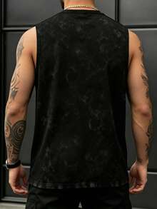 GymBeat Men's Snake Letter Print Sports Tank Top, Gym, Holiday - Black - View 2