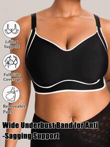 Barelissa Plus Size Women Wireless Minimalist Bra - Black - View 3