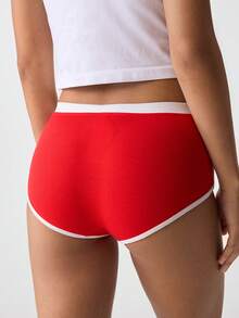Loungeista Women's Casual Simple Style Knit Boyshort Panties - Red - View 2