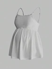 Modmama Camiseta de tirantes de maternidad de color liso con fruncido, casual y versátil para uso diario, lactancia, posparto, verano, citas y parto - Gris - Ver 6